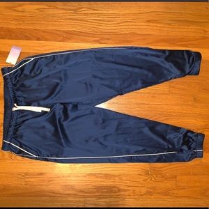 MEDIUM new w/tag navy blue satin stripe joggers